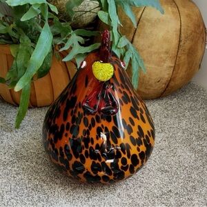 Vintage Murano Hen Figurine - Brown and Yellow